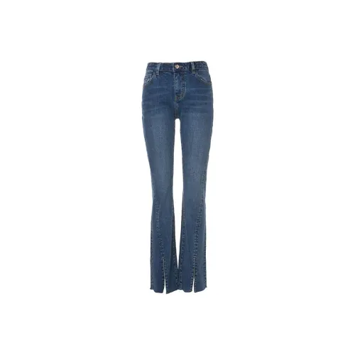 LOFT SHINE Flared Pants Jeans Women's Denim Blue