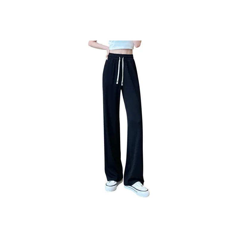 JEANSWEST Fashion Versatile Thin Micro Stretch Comfortable High Waist Wide Leg Draped Ice Silk Summer Women's-4