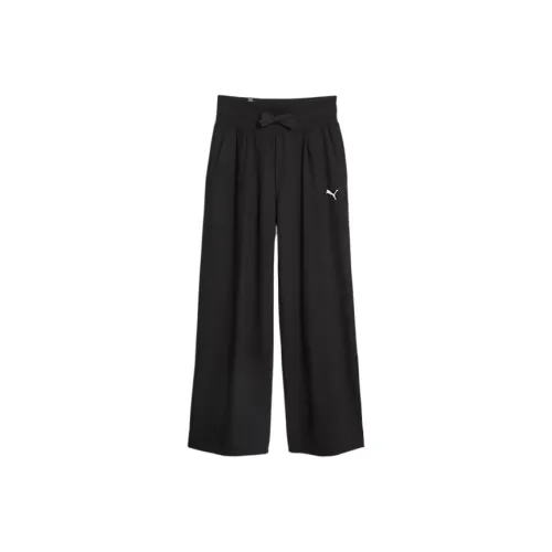 PUMA HER High Waist Straight Pants Knitted Sweatpants Women's Black