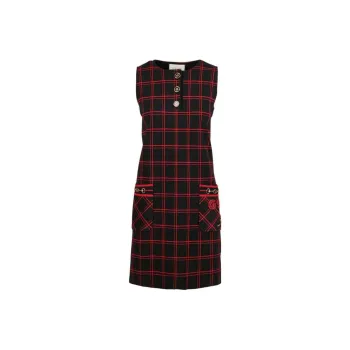 GUCCI Sleeveless Dresses Women's Black Red