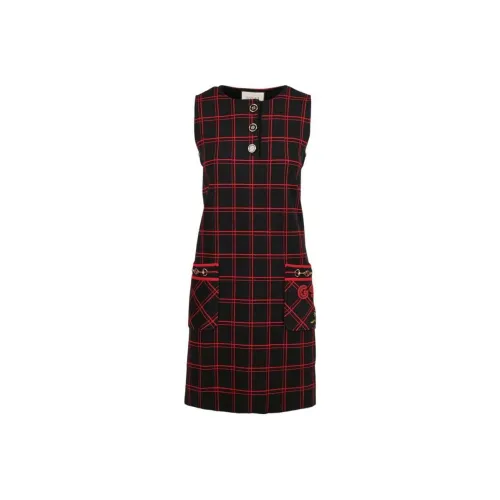 GUCCI Sleeveless Dresses Women's Black Red