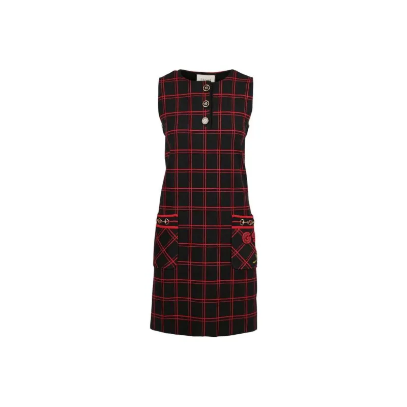 GUCCI Sleeveless Dresses Women's Black Red-0