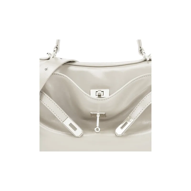 ELLE Oil Wax Soft Cowhide One Shoulder Handbag Women's Multicolor-4
