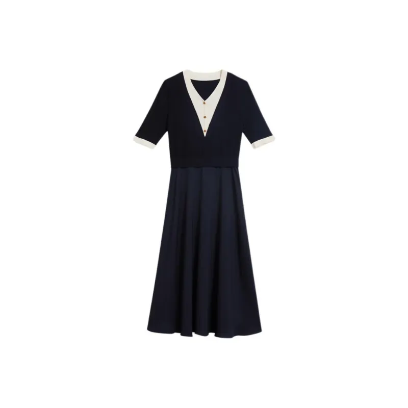 Yiner Short Sleeved Dresses Women's Navy Blue-0