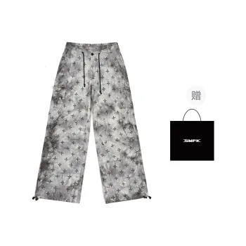 SMFK Casual Pants Unisex Black White Tie Dye