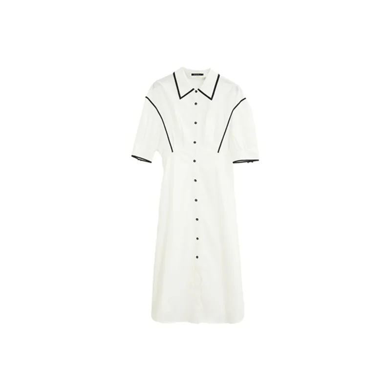 ELLE Short Sleeved Dress Women's White-0