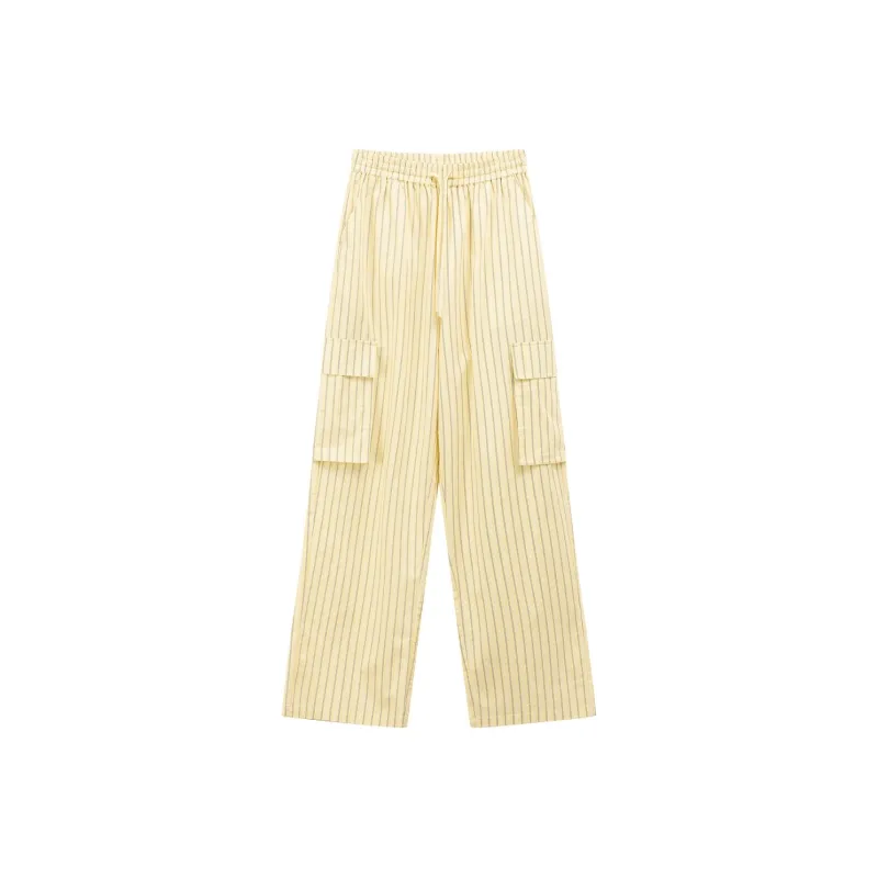 CHUU Casual Pants Women's Yellow Stripes-0
