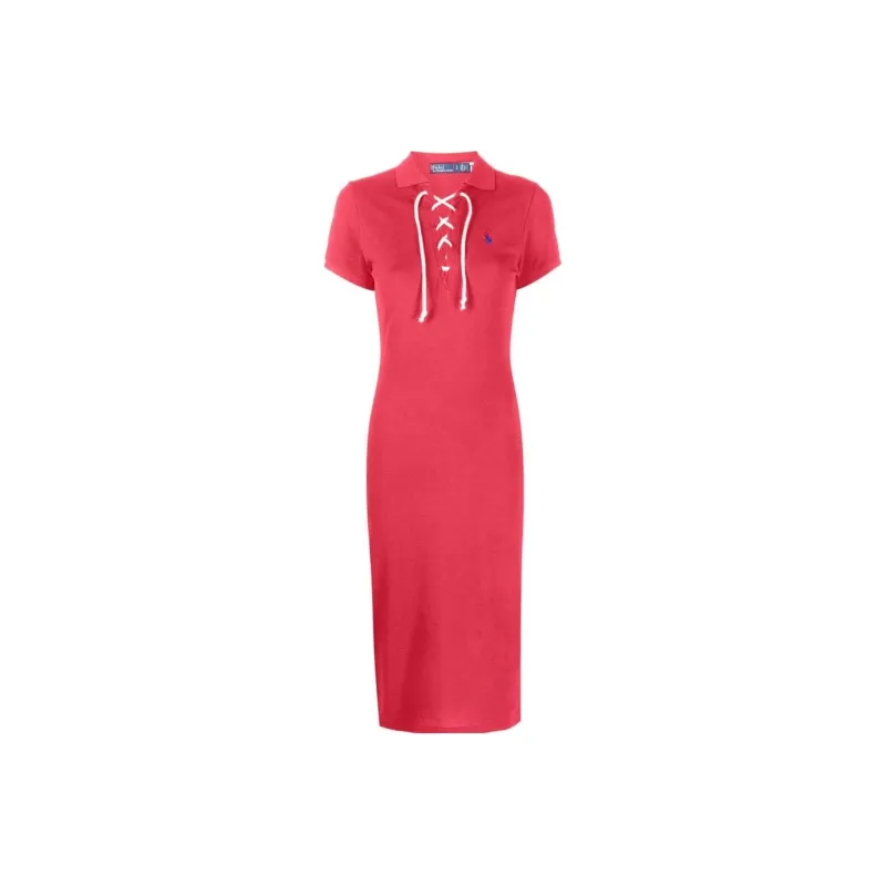 Polo Ralph Lauren Short Sleeved Dress Women's Coral Red-0