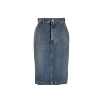 Alaia High-Waist Denim Pencil Skirt