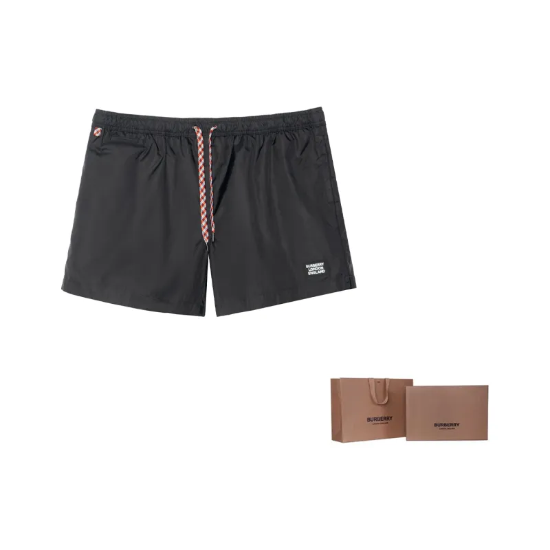 Burberry Men SS23 Solid Color Drawstring Tie Casual Shorts Black-4