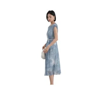 IHIMI Short Sleeved Dress Women's Sea Tranquil Blue