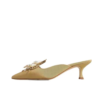 MANOLO BLAHNIK Closed Toe Slippers 5cm Women's Light Umber