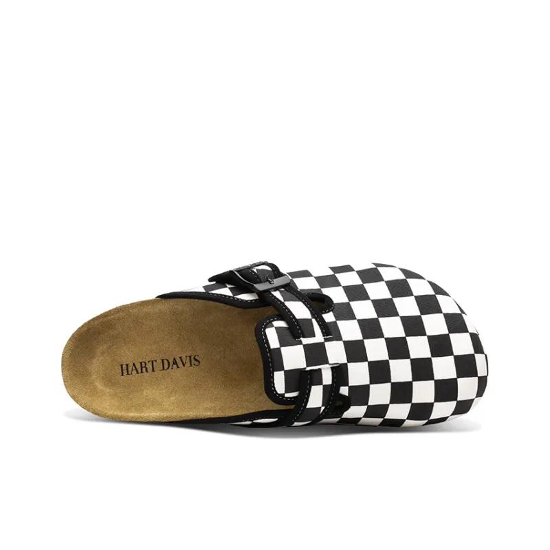 HART DAVIS Cork Sole Abrasion Resistant Slip Resistant Closed Toe Slippers Unisex Black White-4