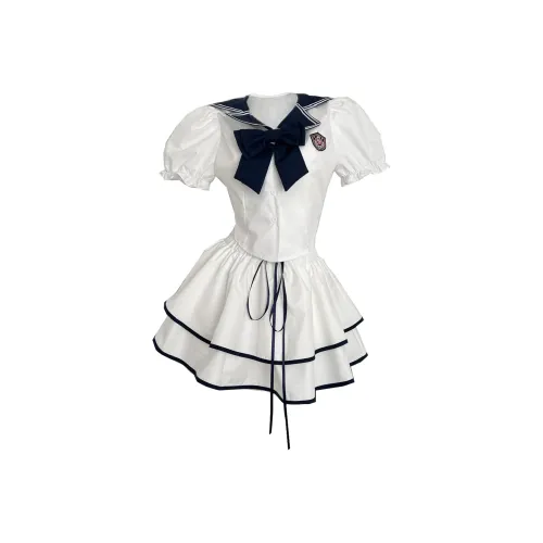 OSQ Short-Sleeved Dresses Women's White