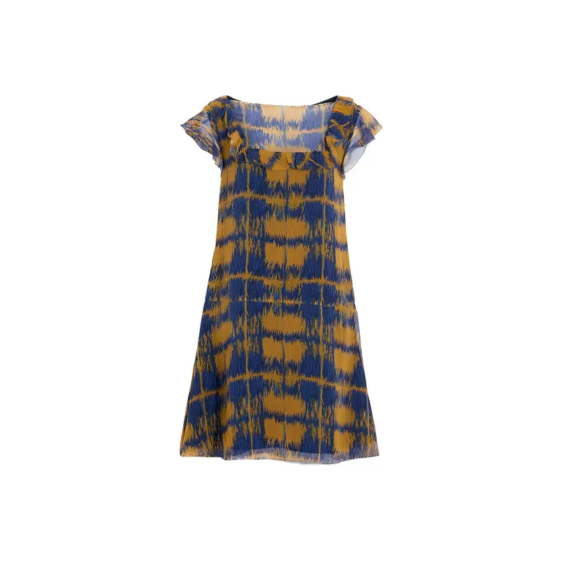 COACH Short Sleeved Dress Women's Mustard Yellow-0