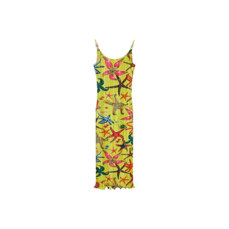 VERSACE SS22 Sleeveless Dress Women's Yellow-0