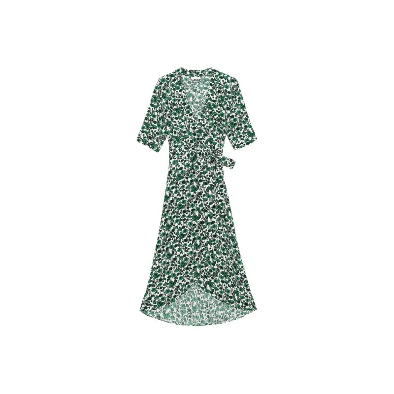 GANNI Short-Sleeved Dresses Women's Dark Green-0