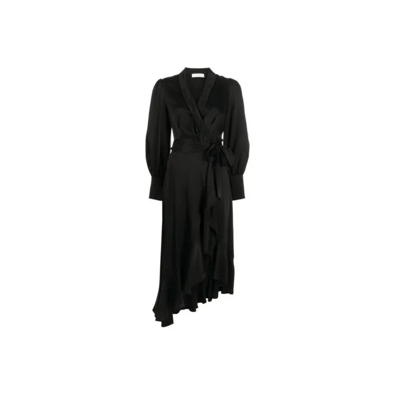 Zimmermann V Neck Asymmetric Hem Midi Dress-0