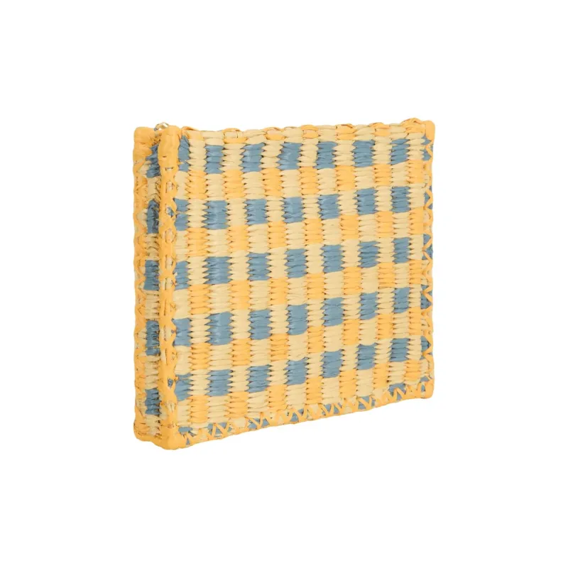 TORY BURCH Ella Raffia Clutch Women's Deep Turquoise-1