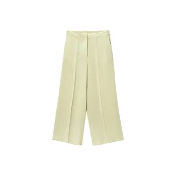 OVV Suit Trousers Women's Khaki Green Solid Color 08
