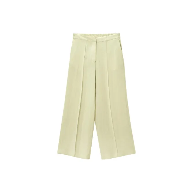 OVV Suit Trousers Women's Khaki Green Solid Color 08-0