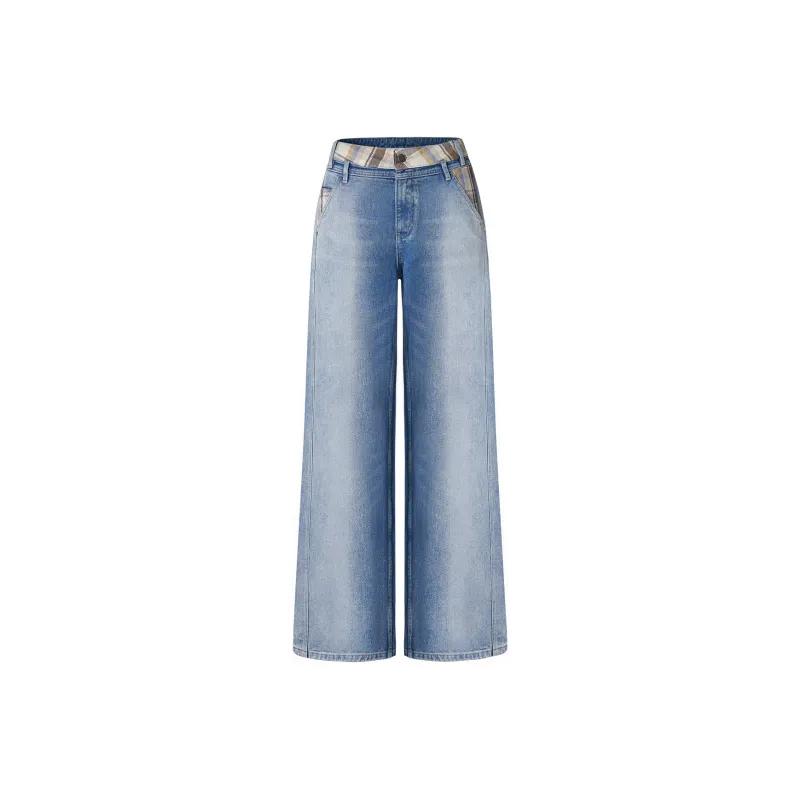 NAWS Jeans Unisex Racing Blue Plaid-0