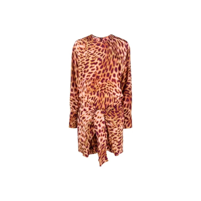 Stella McCartney Cheetah Printed Asymmetric Mini Dress-0