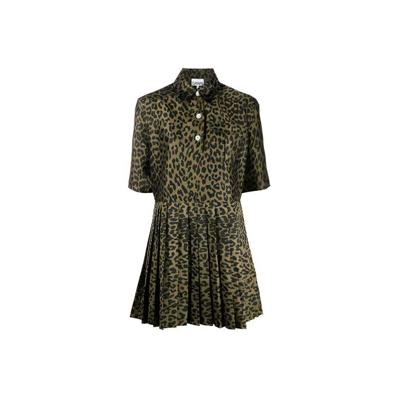 GANNI Short-Sleeved Dresses Women's Green-0