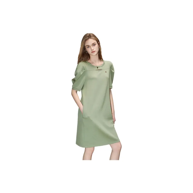 【dme】 Short Sleeved Dresses Women's Pea Green-0