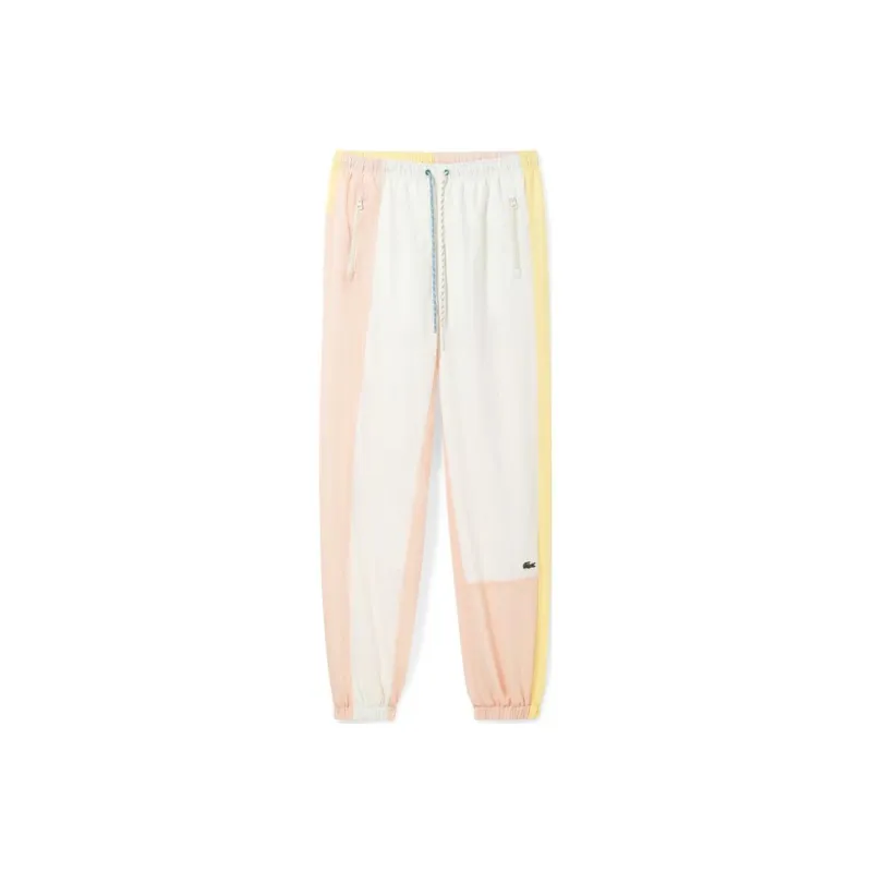 LACOSTE Knitted Sweatpants Women's White Pink Yellow-0