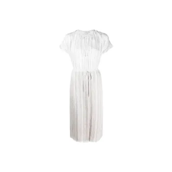 VINCE Drapey Stripe Shirred Dress