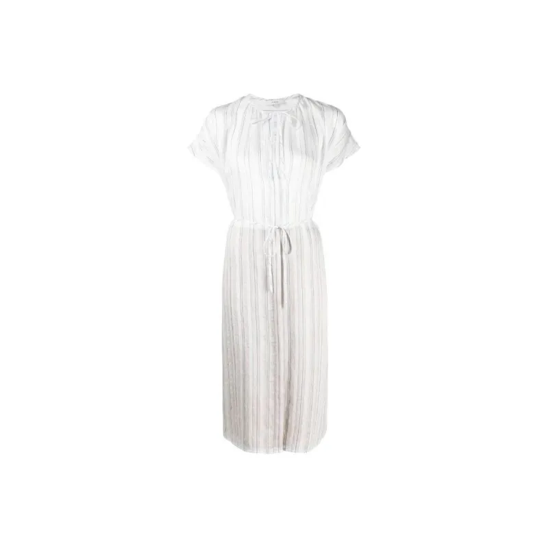 VINCE Drapey Stripe Shirred Dress-0