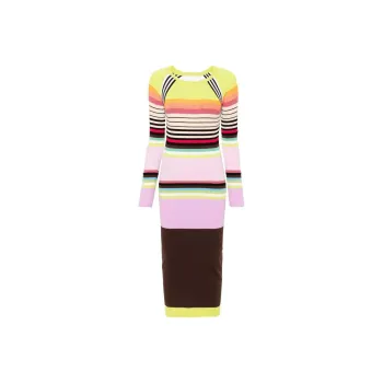 Christopher John Rogers Striped Ribbed knit Maxi Dress