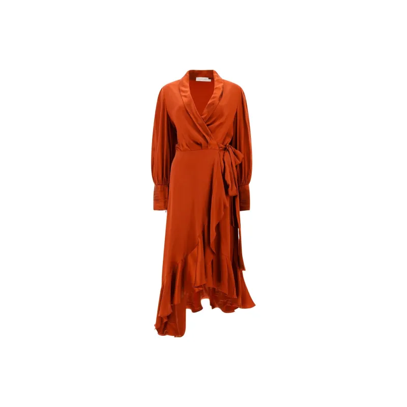 Zimmermann Long-Sleeved Dresses Women's Red Brown-0
