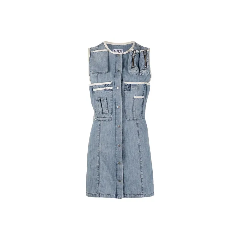 DIESEL Sleeveless Dresses Women's Blue-0