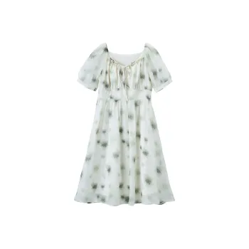 XIANGYING Short Sleeved Dresses Women's Green