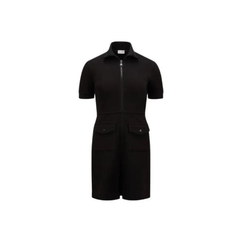 Moncler Logo Patch Zipped Polo Mini Dress-0