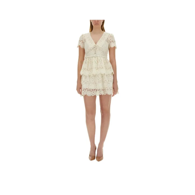 Self portrait Flower Lace Collar Mini Dress-0