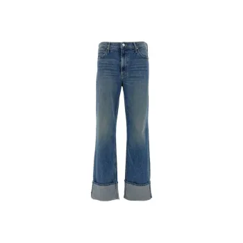 MOTHER Duster Skimp Logo Patch Straight Leg Jeans