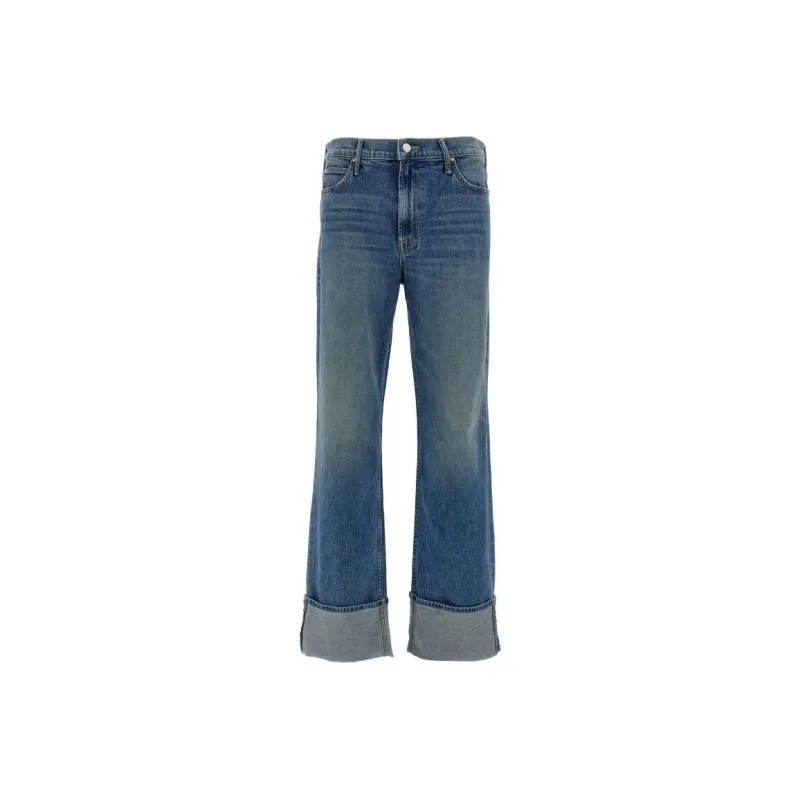 MOTHER Duster Skimp Logo Patch Straight Leg Jeans-0