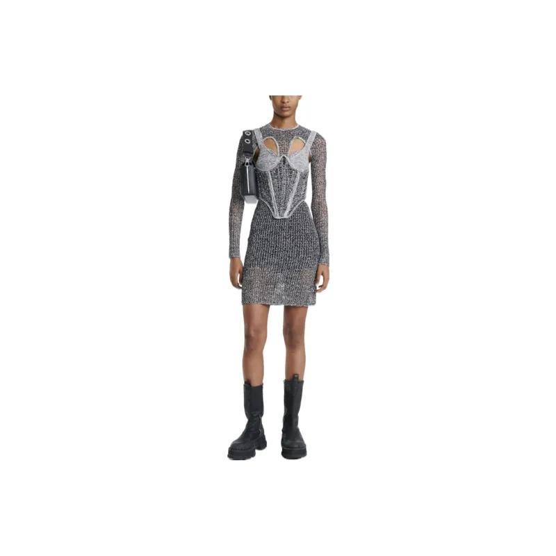 DION LEE Long-Sleeved Dresses Women's Silver Gray-0