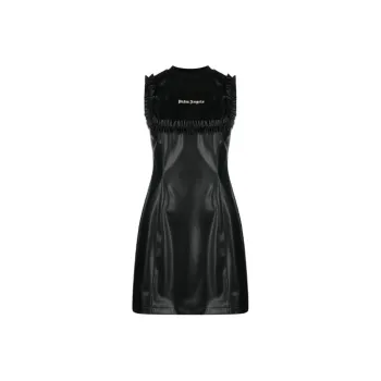 PALM ANGELS Logo-print Faux-leather Minidress