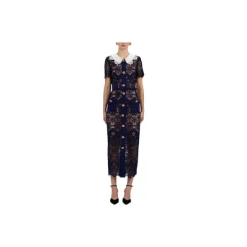 Self-portrait Short-Sleeved Dresses Women's Navy Blue