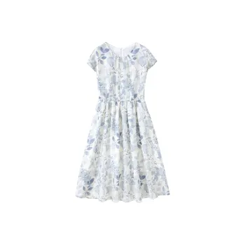 IHIMI Short Sleeved Dress Women's Blue Floral Color