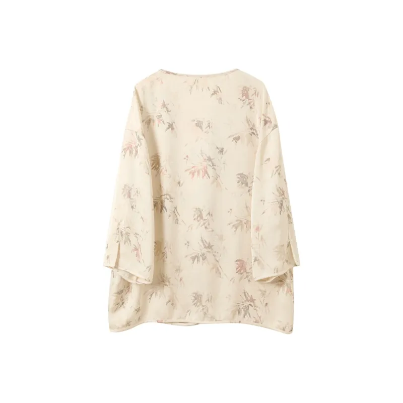 3COLOUR Cropped Coat Women's Apricot Floral-1