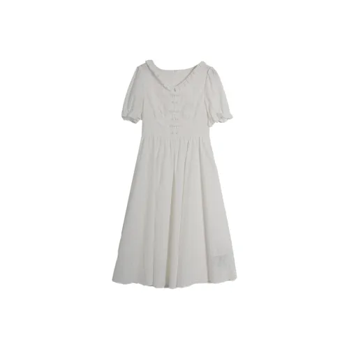 SETIROM Short-Sleeved Dresses Women's White