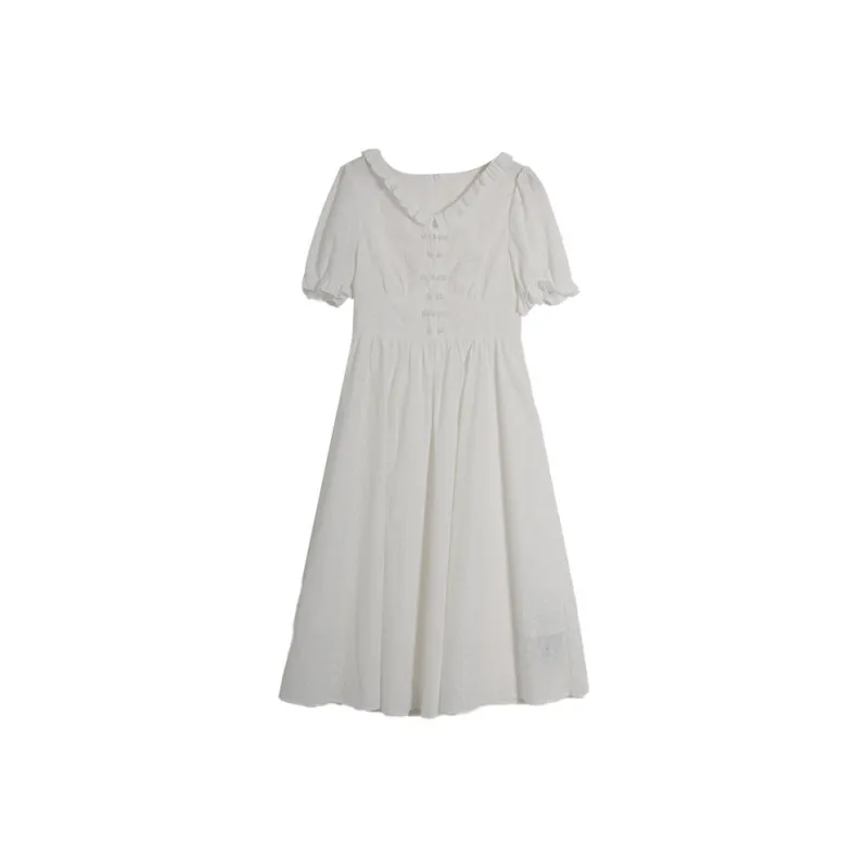 SETIROM Short Sleeved Dress Women's White-0