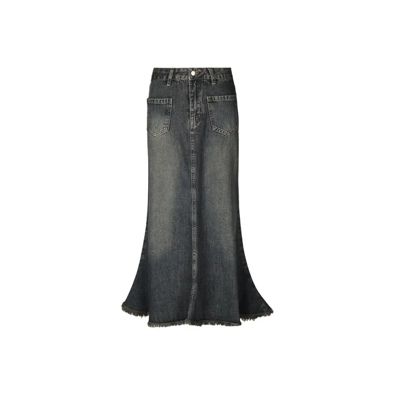 Wen Shan Denim Long Skirt Women's-0