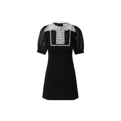Self portrait SS21 Short Sleeved Dress Women's Black