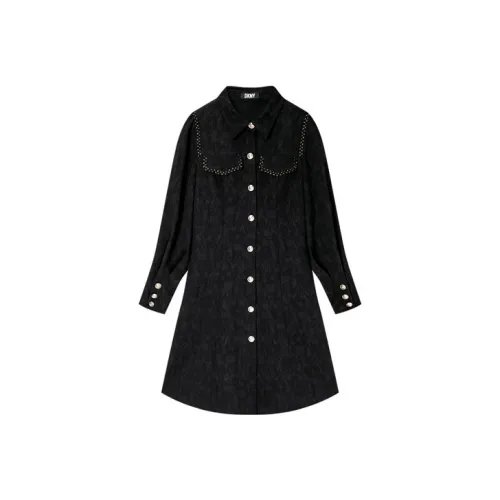 DKNY 블랙 여성 긴팔 원피스
